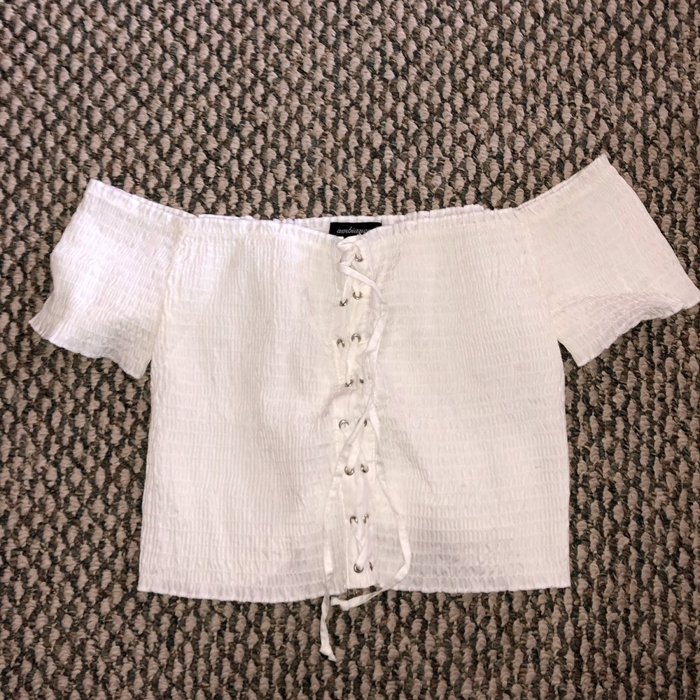 Off the shoulder White Crop Top